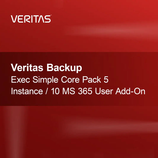 Veritas Backup Exec Simple Core Pack 5 primerkov / 10 MS 365 uporabniški dodatek